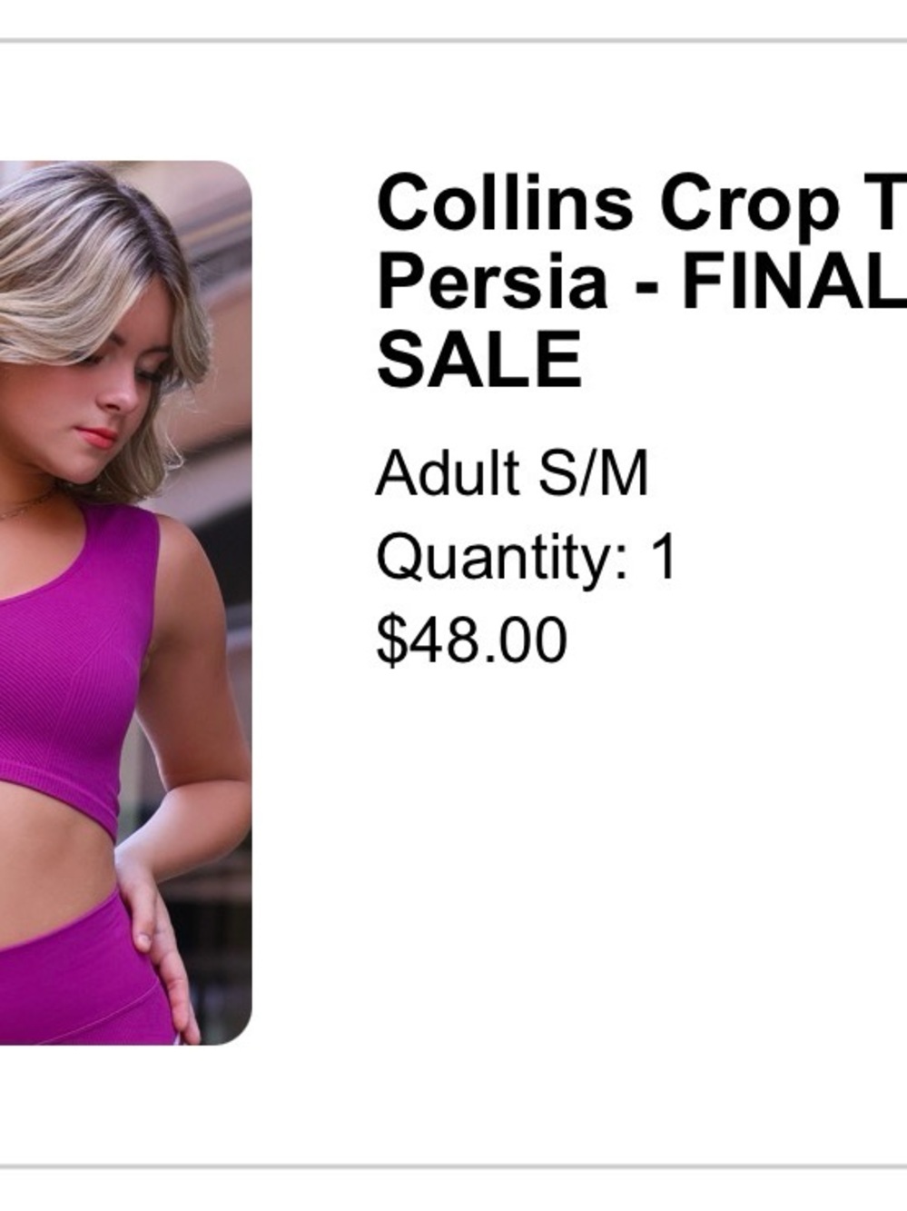 Collins Crop Top in Persia Pink